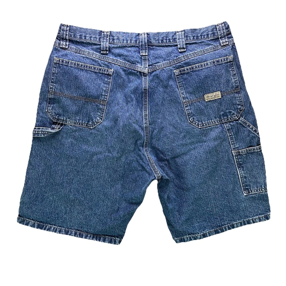 Vintage Wrangler Jorts 38 Blue Baggy Carpenter Y2K Jean Shorts Grunge Dad Fade